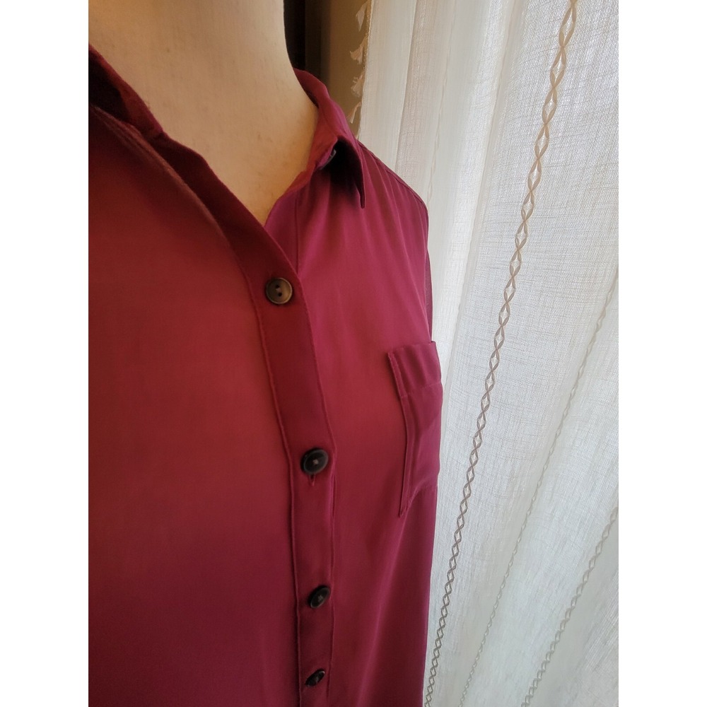 Halogen Sheer Long Button Up Tunic‎ Cover Up Magenta Medium